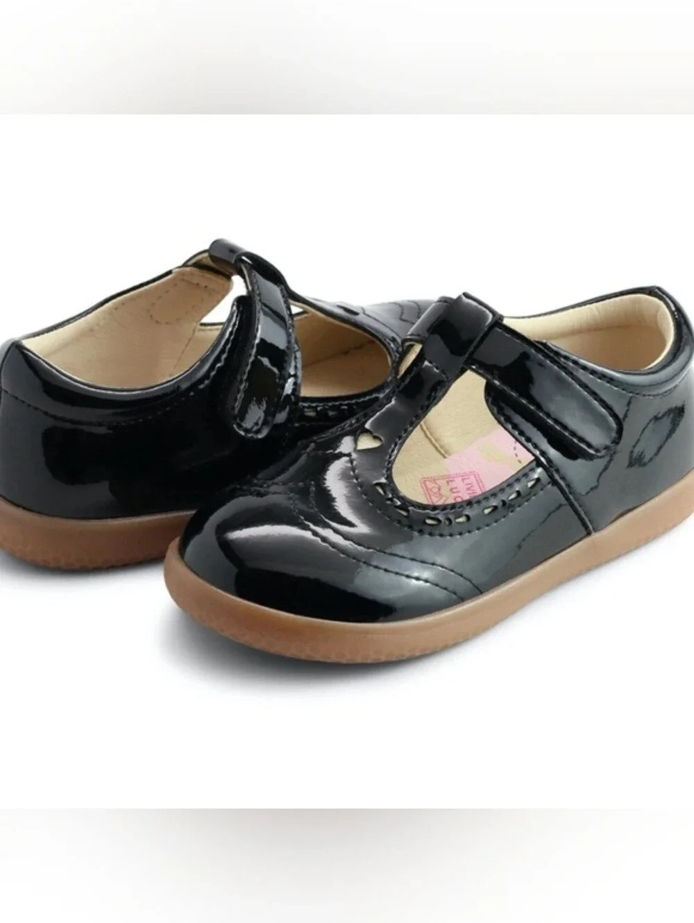 Livie & Luca AMICA T-Strap Mary Jane Heart Cutout Shoes- Size 7 Toddler Black